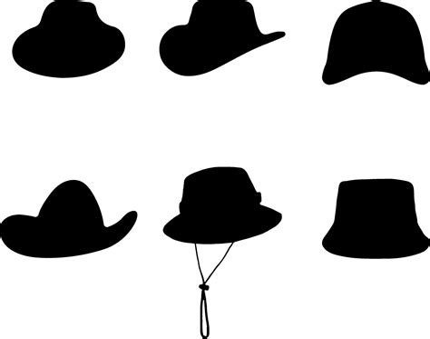 Collection of retro hats silhouette top hat isolated on white vector ...