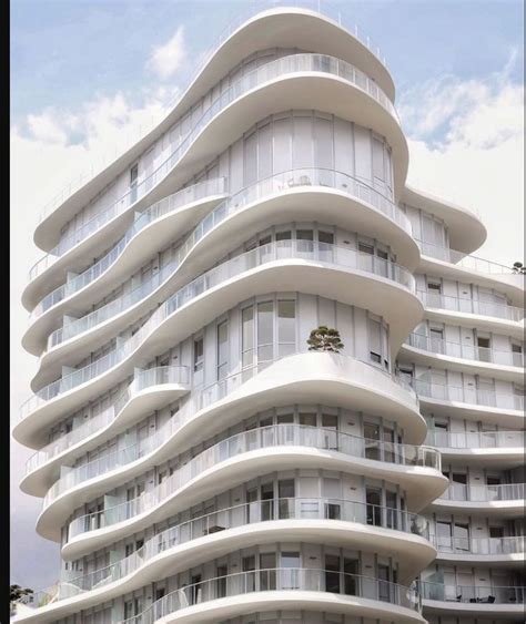 Modern White Building With Balconies