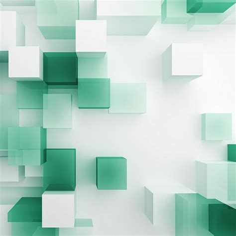 Abstract Geometric Background With Green And White Square Premium Ai