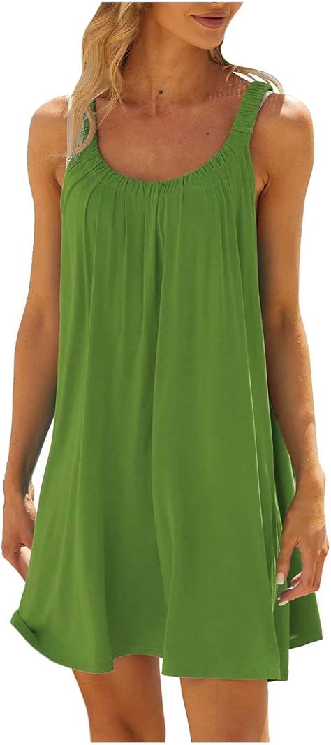 Generisch Strandkleid Damen Luftig Bikini Überziehkleid ärmellos Minikleid Badeanzug