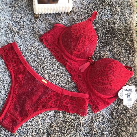 Conjunto Lingerie Vermelho Estilosa Moda Ntima