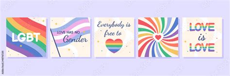 Flat Vector Banner Set With LGBTQ Equality Symbols For Gay Or Lesbian Rights Poster With LGBT
