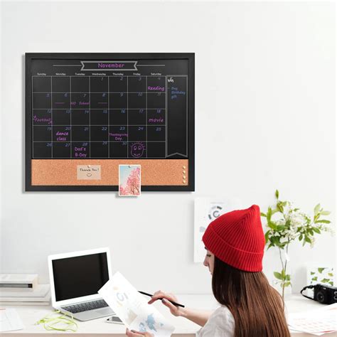 TORASO Magnetic Chalkboard Calendar Corkboard 18 X 22 Combination