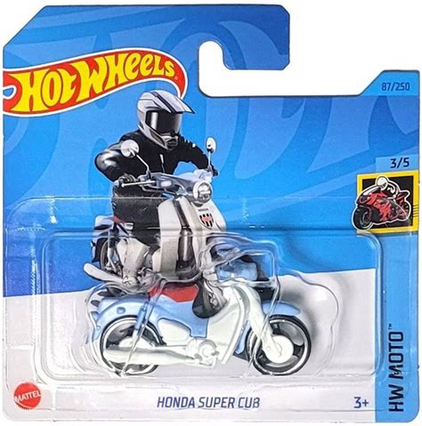 Игрушечный мотоцикл Hot Wheels Honda Super Cub Pale Blue базовая коллекция 2023 г 87 250