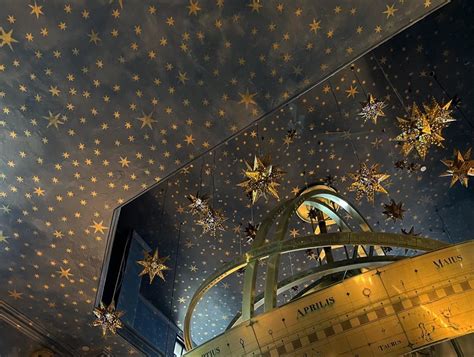 Gold Stars On A Navy Ceiling Astronomy And Celestial Tools Night