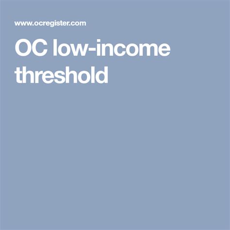 Oc Low Income Threshold Low Income Income Orange County