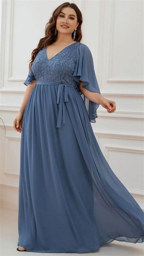 Plus Size Deep V Neck Lace Bodice Long Flowy Evening Dress Artofit