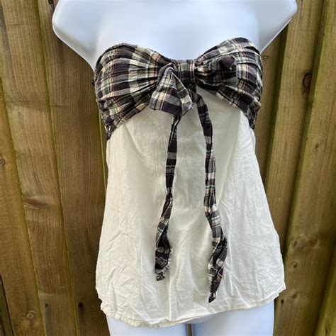 Plaid Tarten Check Bow Boob Tube Top Great Depop
