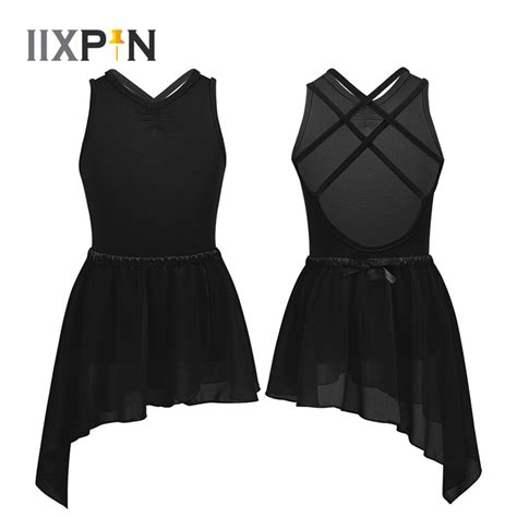 Iixpin Girls Ballet Leotards With Chiffon Skirt Ballerina Sleeveless