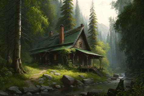 Log Cabin In The Forest Canvas Framed Metal Or Acrylic Free Shipping