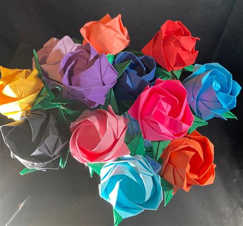 Origami Rose Bouquet in Multiple Colors dozen - Etsy