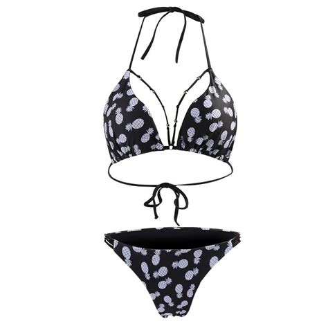 Swimwear Women Pineapple Printed Bikini Triangle B Vicedeal