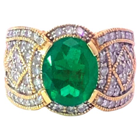 GIA Rare 2.65 Ct. Colombian Emerald and Diamond Cigar Band Ring in 14k
