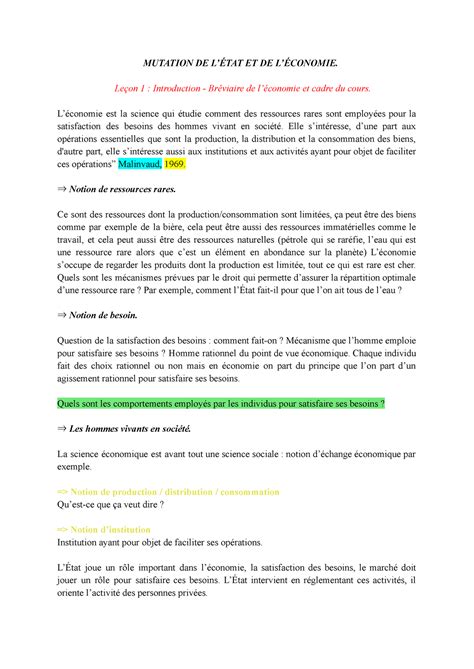 Mutation de l économie MUTATION DE LÉTAT ET DE LÉCONOMIE Leçon 1