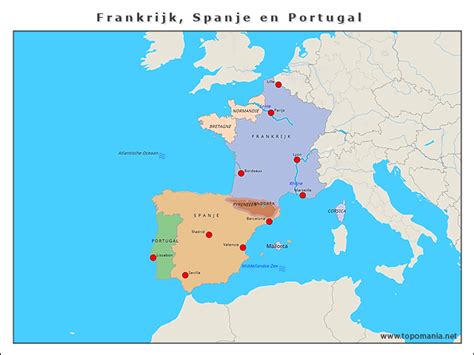 Topografie Frankrijk Spanje En Portugal Topomania Net