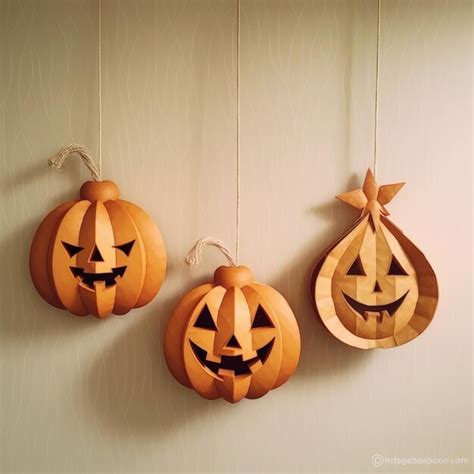 Premium Photo Three Pumpkins Hanging From A String Hanging From A Wall