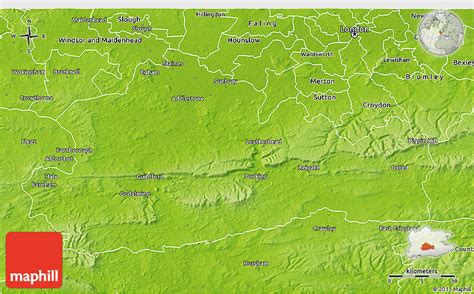 Physical 3d Map Of Surrey County