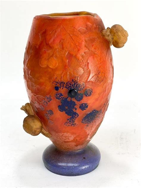 Bid Now Cameo Art Glass Vase With Snails Invalid Date Pst