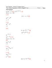 Two Step Equations With Integers Kuta Software Infinite Pre Algebra