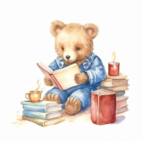 Premium Ai Image There Is A Teddy Bear That Is Reading A Book And