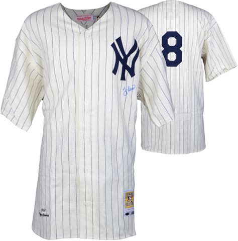 Autographed Yogi Berra Mlb New York Yankees Signed White Pinstripe Home