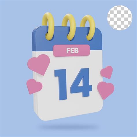 Premium Psd 3d Calendar February 14th Valentine Day