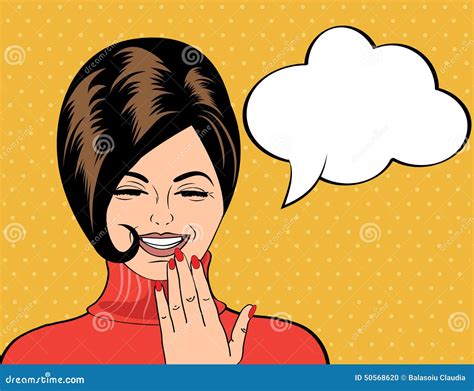 Pop Art Cute Retro Woman In Comics Style Laughing Stock Illustration