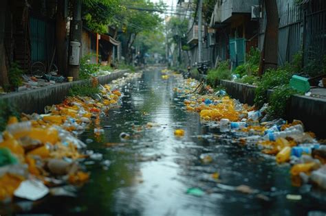 Premium Photo Pollution Of The Waste Organic In River Professional