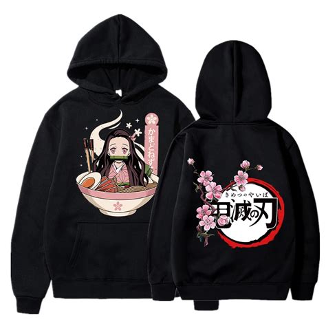 Hot Demon Slayer Hoodie Anime Hoodies Drawstring Nezuko Kamado Pullover