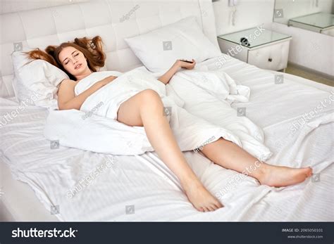 Naked Slender Woman Sleeps Bed Bedroom Stock Photo Shutterstock