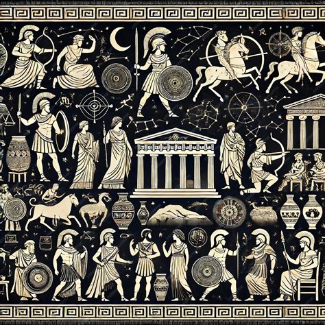 premium vector ancient greek mythological art  figures  patterns