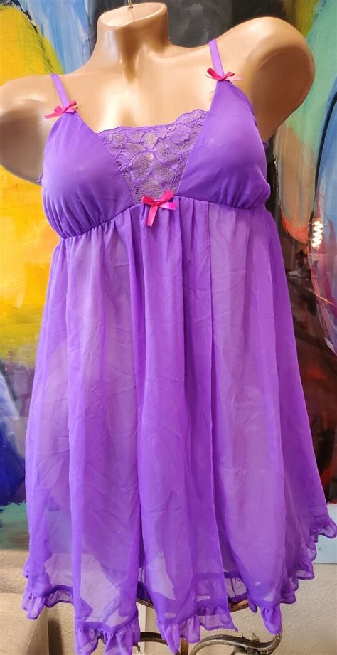 Betsey Johnson Intimates Lingerie Purple Chiffon Ruff Gem