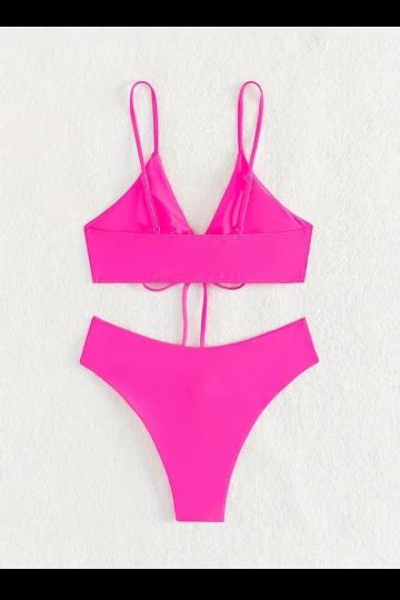 Kad N Neon Pembe P Detayl Astarl V Kesim Gen Bikini Tak M Hzl S Lc