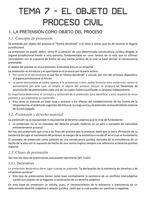 Tema El Objeto Del Proceso Civil Tema El Objeto Del Proceso