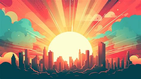 Premium Photo | Abstract retro background aesthetic sun and the city