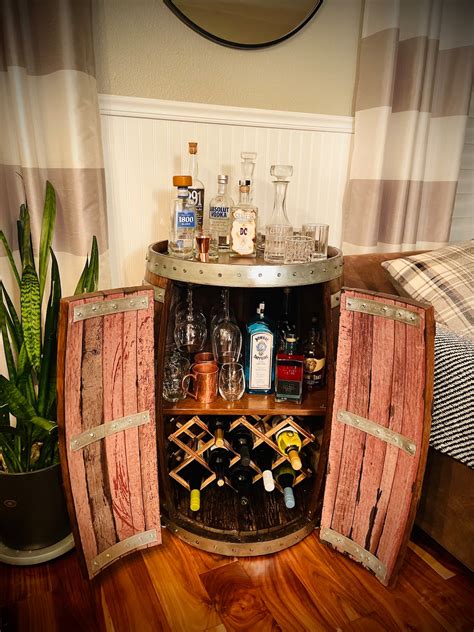 Wine Barrel Liquor Cabinet Etsy