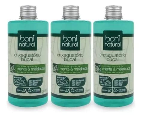 Kit 3 Enxaguante Bucal Natural Menta E Melaleuca 500ml Boni MercadoLivre