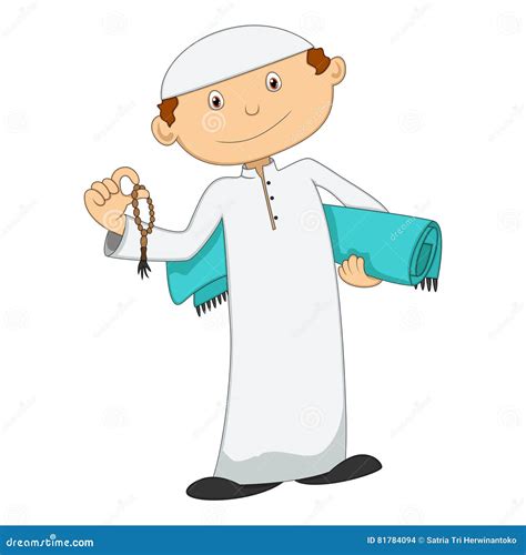 Uomo Musulmano Con Le Perle Di Preghiera Illustrazione Vettoriale