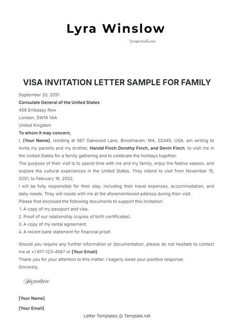 Sle Letter Of Invitation For Us Visa Application Sle - Infoupdate.org