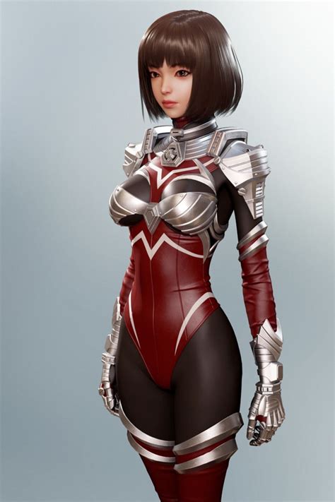 Artstation Metal Suit Shin Jeongho Hero Costumes Female Armor