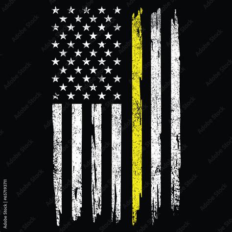 Thin Yellow Line Flag Emergency Dispatchers Flag T Shirt Vector