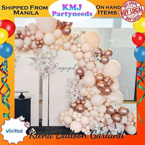 Kiena Balloon Nude Blush Balloons Garland Beige Cream Peach Rose Gold Metallic Double Stuffed