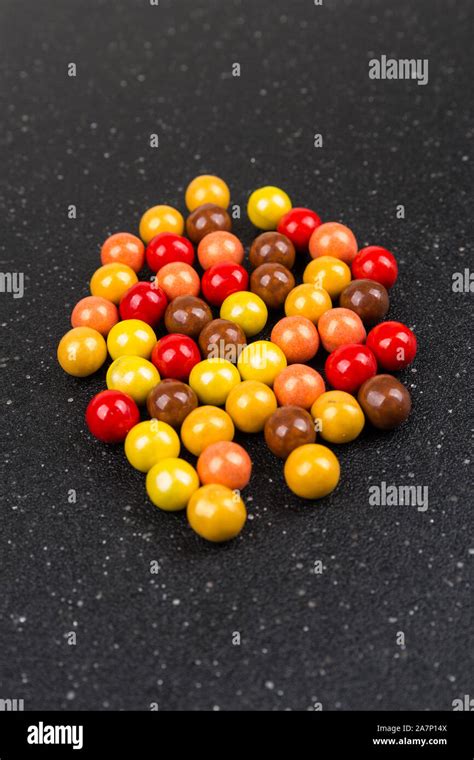 Sweet Round Fall Colored Chocolate Covered Candy Balls Stock Photo Alamy