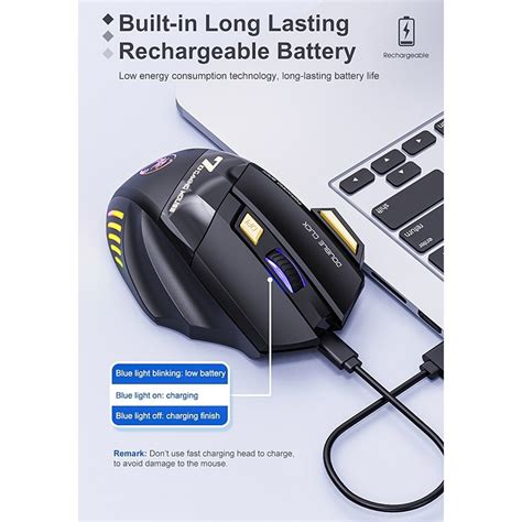 iMICE GW-X7 7-button Silent Rechargeable Wireless Gaming Mouse with ...