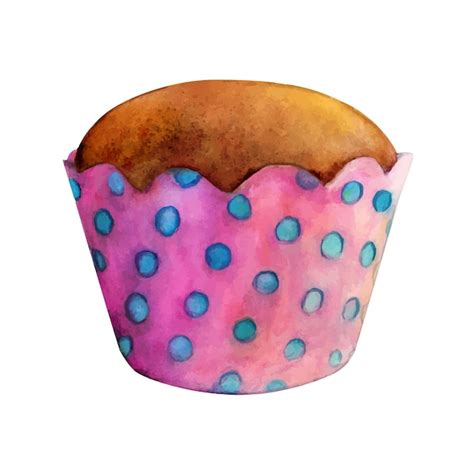 Cupcake Muffin Aquarela Desenho Em Papel Bom Bolo Padaria Deliciosa