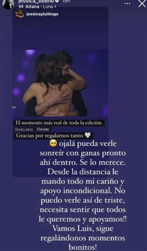 Jessica Bueno Dedica Un Emotivo Mensaje A Luitingo Tras Salir De Gh Vip