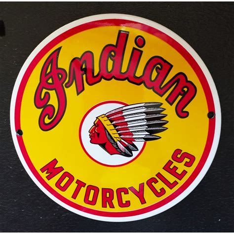 Plaque Emaillee Ronde Indian Motorcycles Pigmento