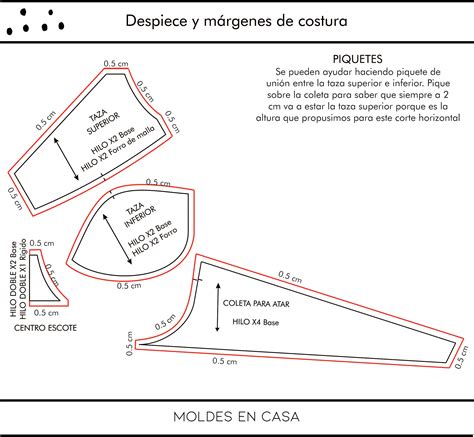 Molderia imprimible Corpiño con arco entero corte horizontal en aro y coleta para atar bikini