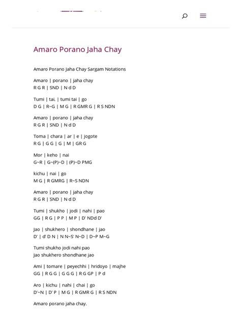 Amaro Porano Jaha Chay - Notes And Sargam.pdf | Bollywood ...