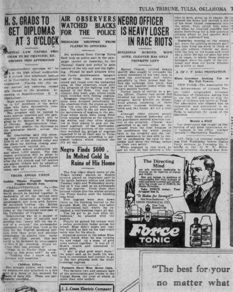 Tulsa Race Massacre from the Tulsa Tribune, June 1-9, 1921
